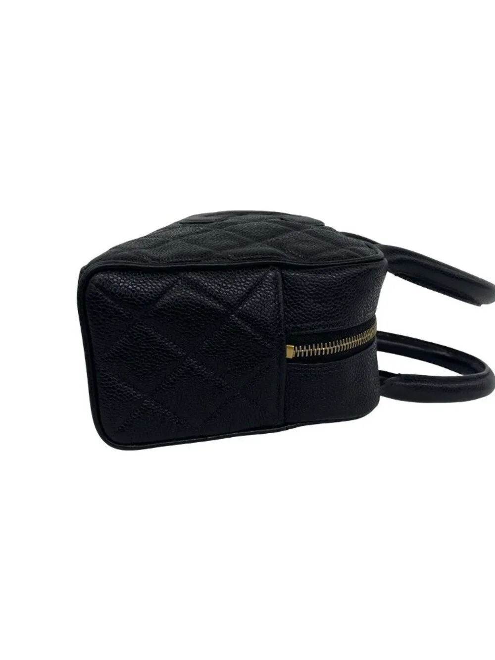 Chanel CC Logo Caviar Leather Mini Boston Bag Black